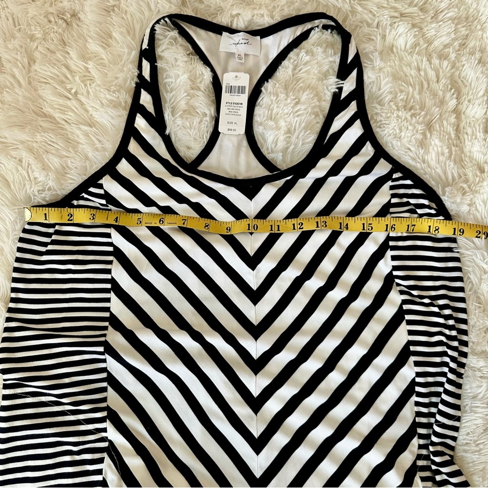 Soma Black White Striped Maxi Dress Built In Bra Racerback Side Slit XL NWT - Picture 6 of 10